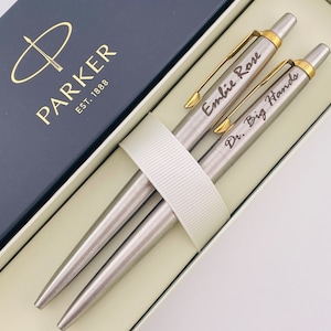 Custom Engraved Parker Pen Set of 2, Parker Jotter Pen Set, Office Gift, Gift for Boss, Lawyer Gift, Accountant Gift, Dad Mom Gift ~