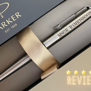 Parker Jotter Pen, Personalized Pen, Engraved Pen, Corporate Gift, Black Ink, Silver Parker Pen, Graduation Gift, Pastor Gift