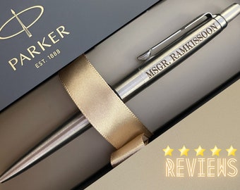 Parker Jotter Pen, Personalized Pen, Engraved Pen, Corporate Gift, Black Ink, Silver Parker Pen, Graduation Gift, Pastor Gift