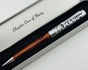 Wooden Ballpoint Pen in Custom Engraved Box - National Book Lovers Day Gift, Personalized Gift for Author, Gift for Editor, Literary Gift