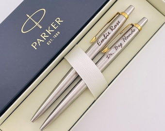 Custom Engraved Parker Pen Set of 2, Parker Jotter Pen Set, Office Gift, Gift for Boss, Lawyer Gift, Accountant Gift, Dad Mom Gift