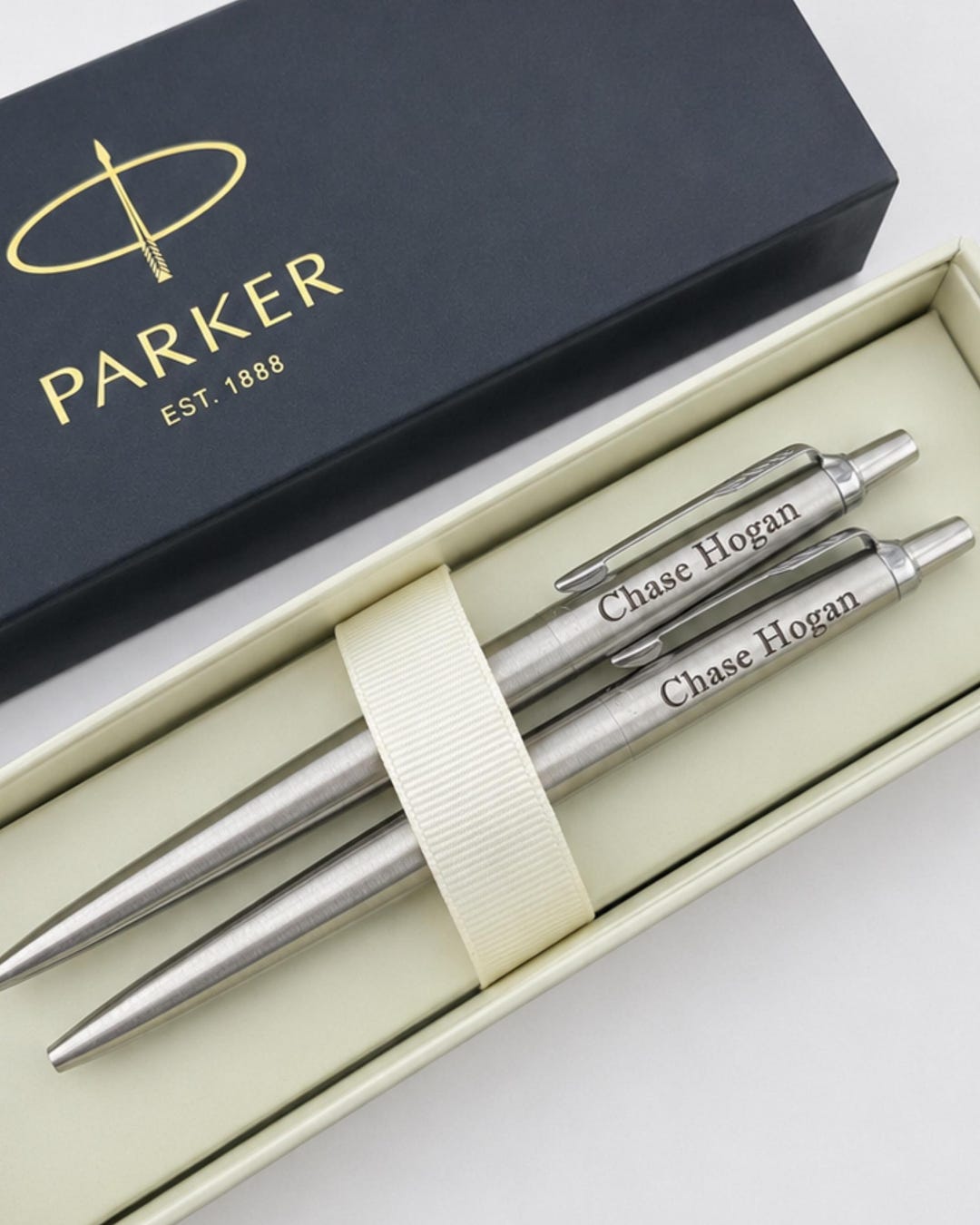 Engraved Parker Jotter Pen Set, Personalized Chrome Pen
