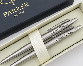 Engraved Parker Jotter Pen Set, Personalized Chrome Pen, Graduation Gift, Retirement Gift