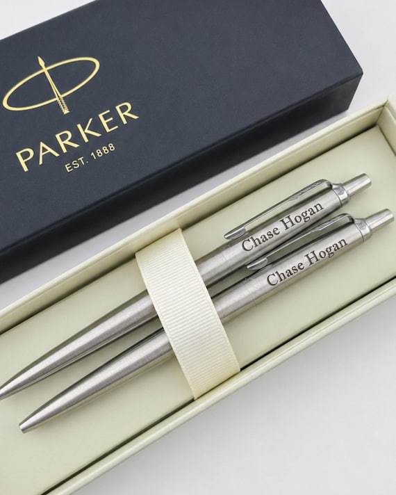 Engraved Parker Jotter Pen Set, Personalized Chrome Pen