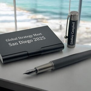 Stylo plume gravé et porte-cartes - Coffret cadeau d'entreprise pour une promotion, la reconnaissance d'un employé, un nouvel employé ou une reconnaissance d'un dirigeant