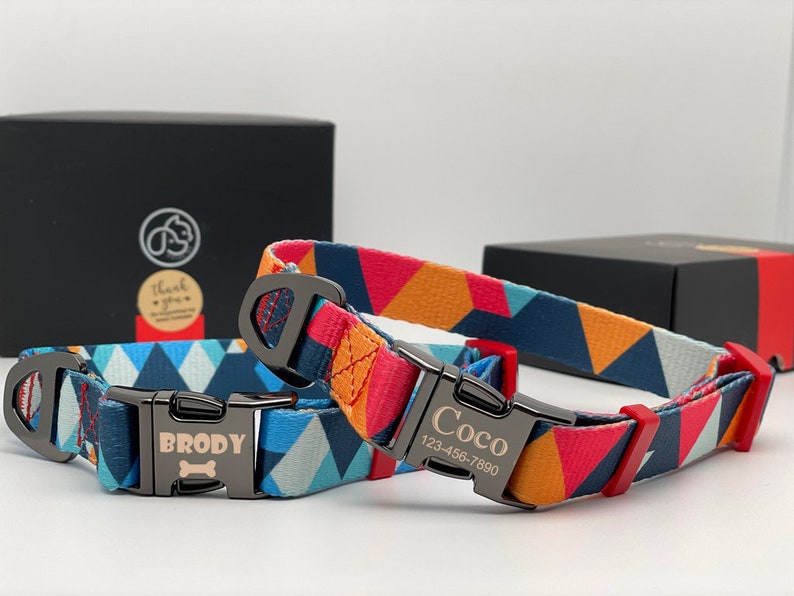Personalized Geometric Dog Collar in Gift Box