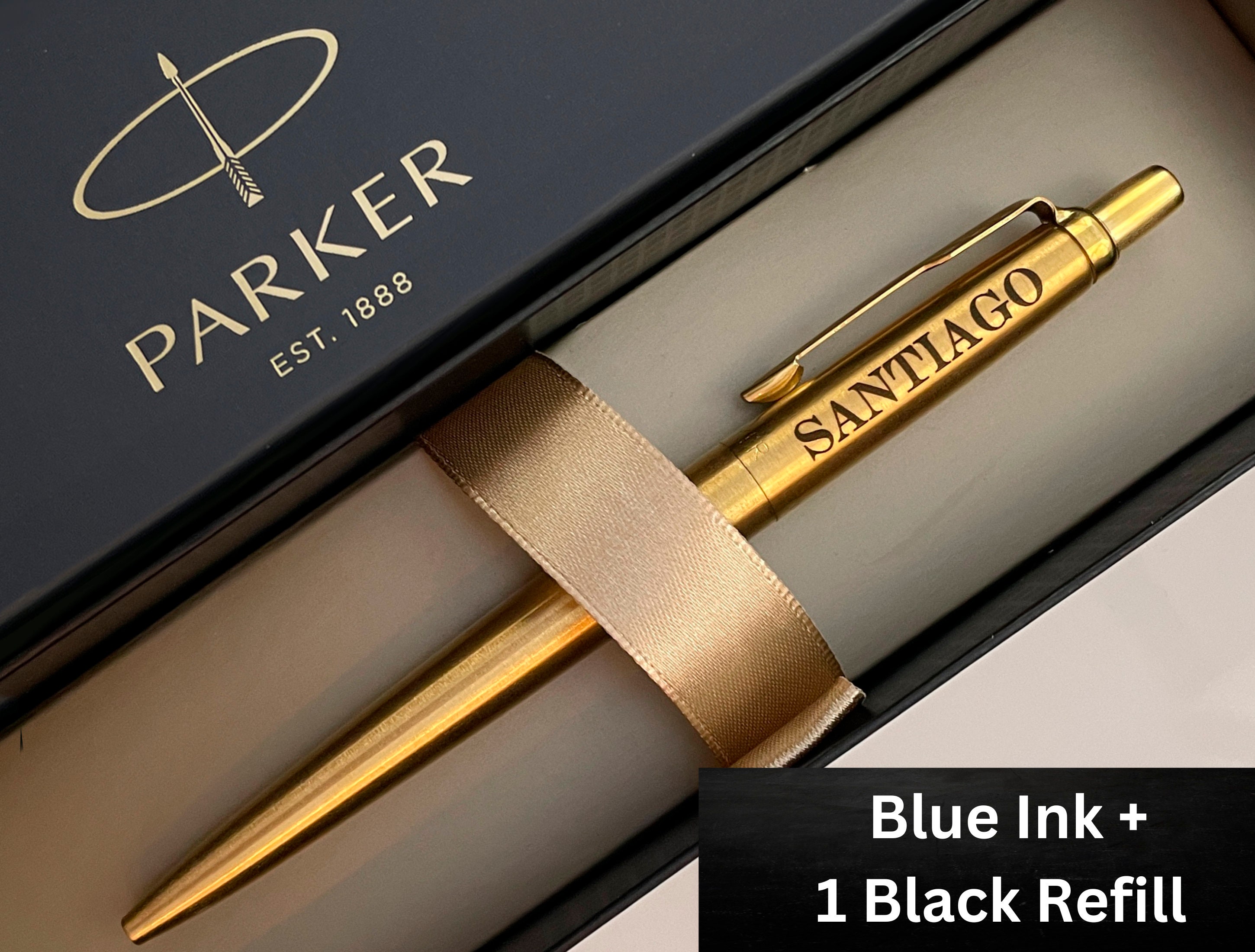 Free Engraving - Brass Ballpoint Pen, Engraved Pen, Black Refill, Custom  engraved pen, Personalized Pen, Anniversary, Birth Day Gift (Gold)