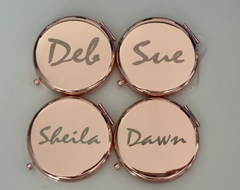 Personalized Custom Engraved Compact Mirrors Set, Bridesmaid Gifts, Wedding Gifts, Bachelorette Party Gifts, Guest Souvenir, Bulk, Wholesale