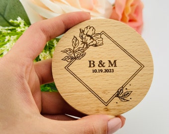 Wooden Mirror with Personalized Design, Best Friend Gift, Compact Mirror, Pocket Mirror, Gift For Mom, Custom Gift For Women