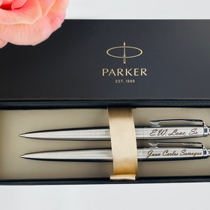 Engraved Chrome Parker Jotter Pen Set, Personalized Pen, Couple Gift, Wedding Gift Anniversary Gift Graduation Gift Teacher Gift image 7