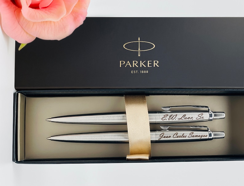 Engraved Chrome Parker Jotter Pen Set, Personalized Pen, Couple Gift, Wedding Gift Anniversary Gift Graduation Gift Teacher Gift image 7