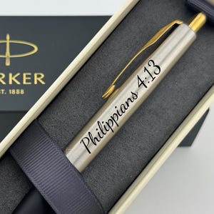 Custom Engraved Parker Frontier Pen - Bible Verse Pen, Personalized Christian Gift, Religious Gift, Faith Based Gift, Baptism Keepsake