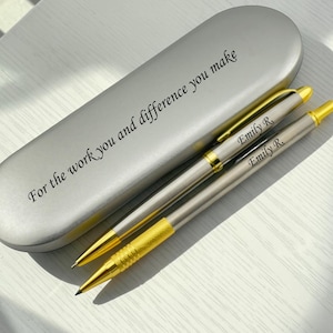 Custom Engraved Pen and Pencil Set - Labor Day Gift, Personalized Writing Set, Employee Appreciation Gift, Corporate Gift Set