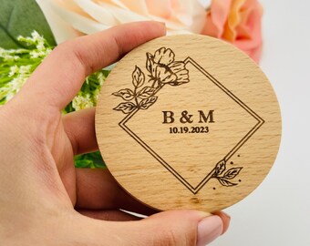 Wedding Personalized Compact Wooden Mirror, Custom Wedding Decorations, Bridesmaids Gifts, Bridesmaids Proposal, Made Of Honor Gift