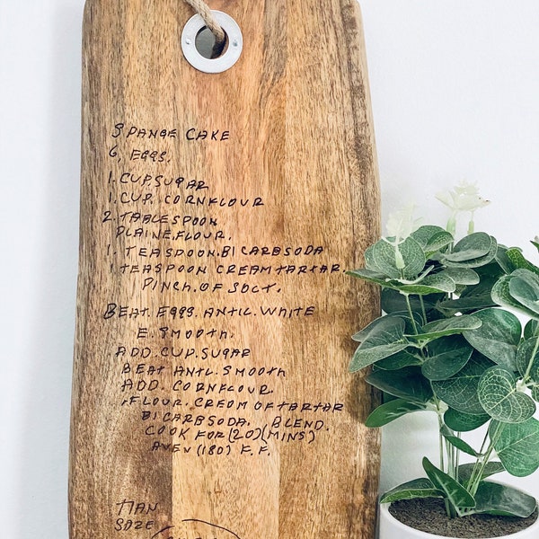 Personalised Recipe Board - Handwritten Recipe Board - Handwritten Recipe Chopping Board - Engraved Hand Writing Chopping Board