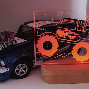 Personalised Childrens Night Light - Personalised Monster Truck Night Light - LED Night Light - Kids Light - Custom Monster Truck LED Light