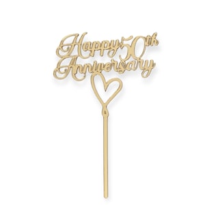 Personalised Cake Topper - Personalised Anniversary Cake Topper - Wedding Cake Topper - Happy Anniversary Cake Topper - Heart Cake Topper