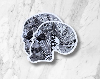 Zentangle Sticker | Skull Sticker | Line Art