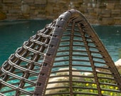 Dermot Outdoor Wicker Freestanding Wicker Teardrop Egg Chair w Cushion