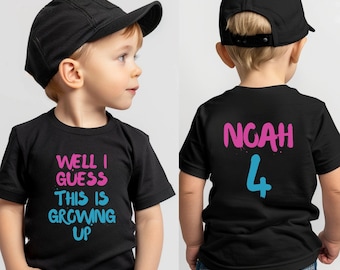 Custom Kids Birthday T-shirt, Personalized Infant Toddler Youth Crewneck Tee, Apparel Gift for Music Fan, Growing Up Bday Party Shirt