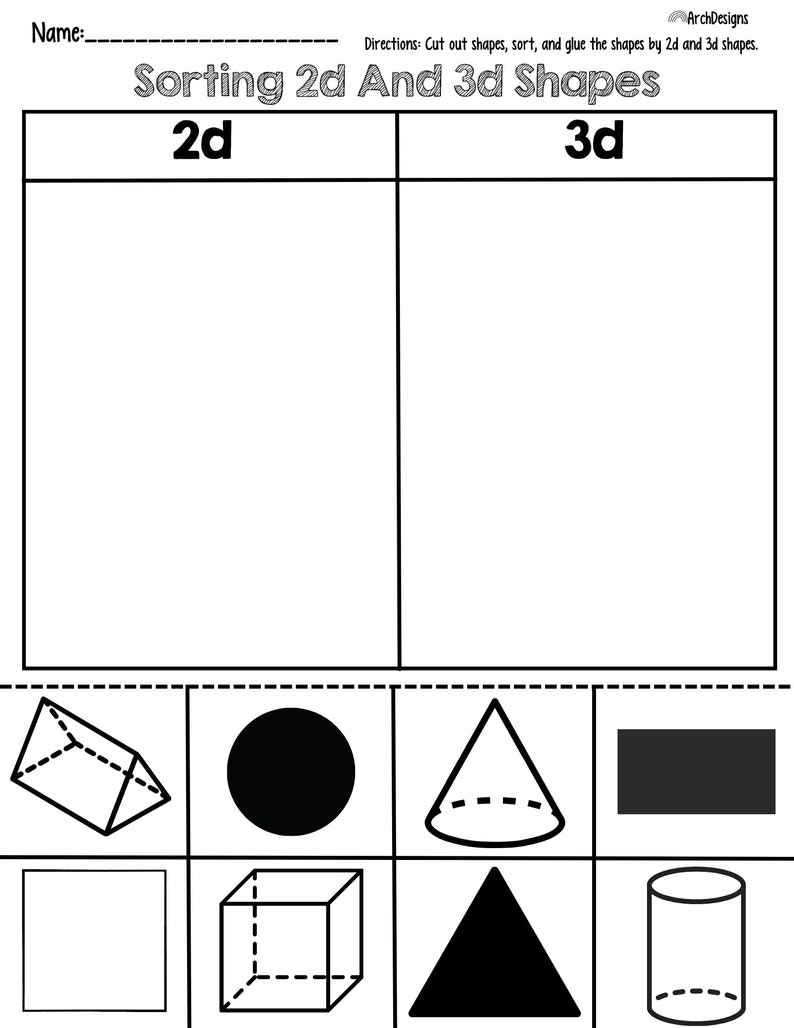 Sorting 2d and 3d shapes etsy