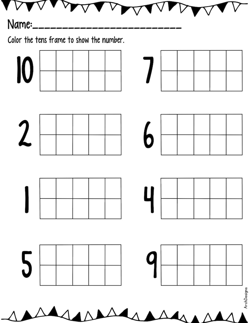 Tens Frame Worksheet - Etsy