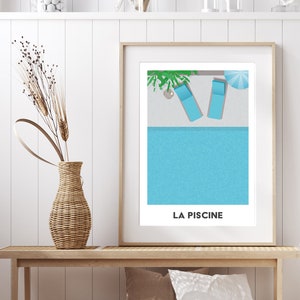 La Piscine - Swimming pool holiday inspired art print - digital download