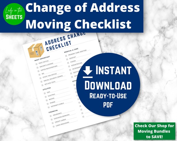 Change of Address Moving Checklist Instant Digital Download | Etsy