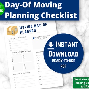 Day-Of Move Planner & Checklist - Instant Digital Download PDF