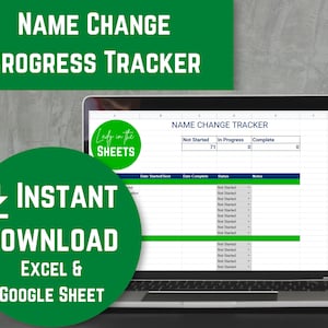 Last Name Change Tracker - Digital Excel/Google Sheet Progress Tracker After Marriage - Wedding Name Change Guide