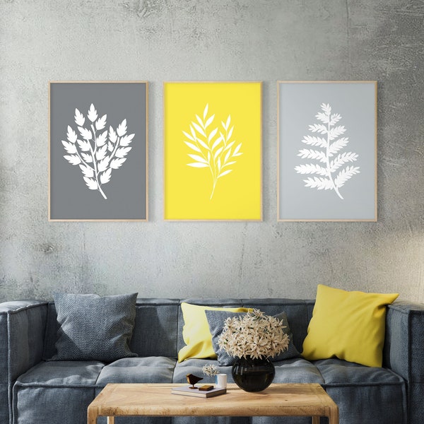 Yellow Grey Bedroom Etsy