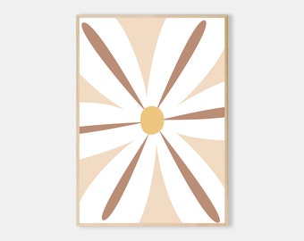 Daisy Print Wall Art Abstract Neutral Botanical Wall Art Organic Minimalist