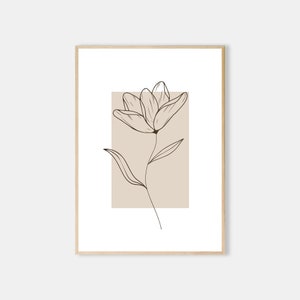 Minimalist Flower Wall Art Line Drawing Flower Set of 3 Floral Line Art ...