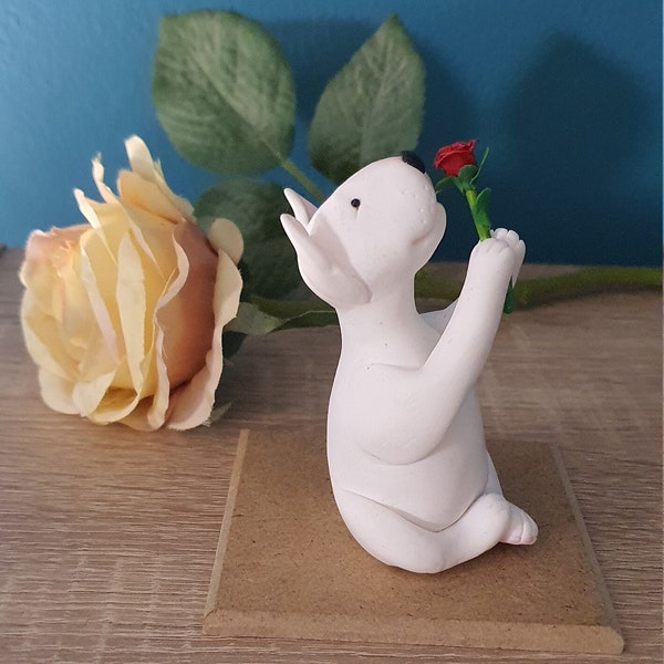 Hand made English Bull Terrier with Red Rose