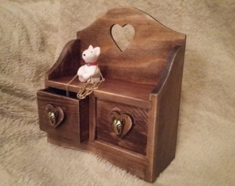 Boîte à bijoux en bois faite main avec Bull Terrier anglais en laiton, cadeau de fête des mères pour amoureux des chiens, décoration de bull terrier