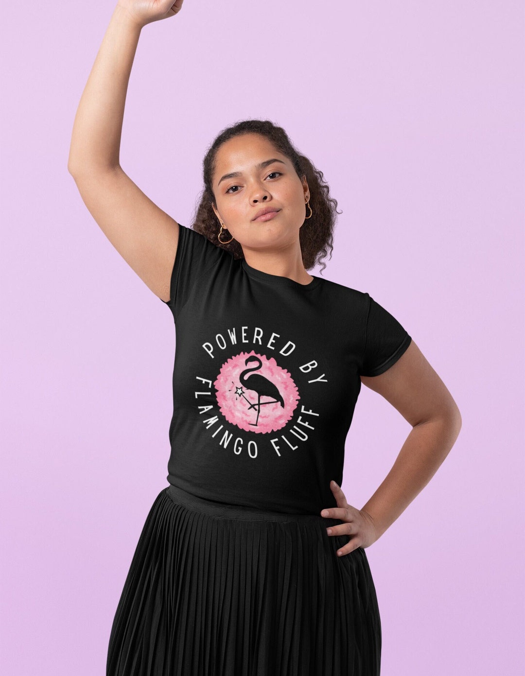 BEADED RUFFLE FLAMINGO TSHIRT