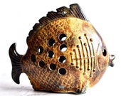Vintage Ceramic Japanese Fish Tea Light Lantern