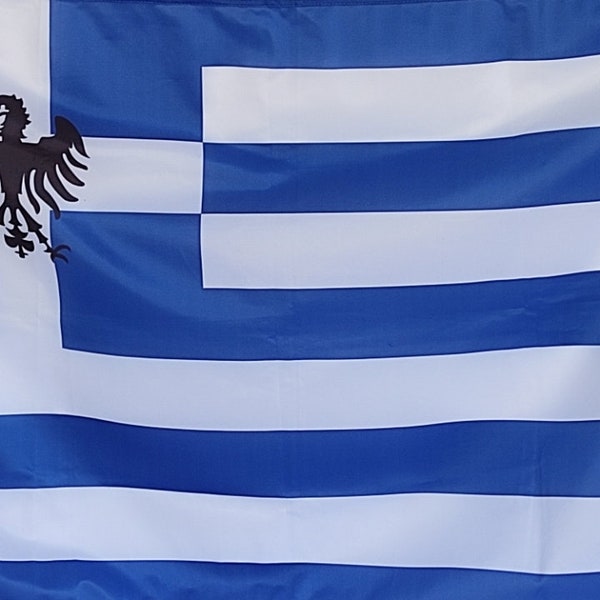 National Greek Flag In Blue and White Polyester with Black Eagle for Independence Pontiac Greek