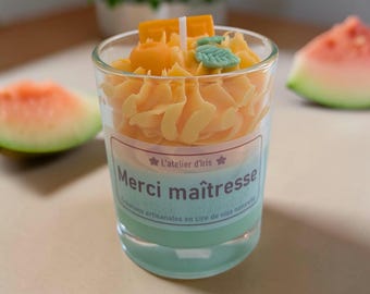 Gepersonaliseerde kaars met slagroomgeur | Cadeau voor juf of oma | Dessertkaars