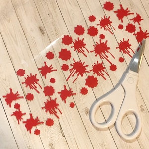 Vinyl Decal: Sheet of Blood Splatter / Dripping Blood / Dripping Design / Blood / Halloween Vinyl Decals / Mixed Sizes
