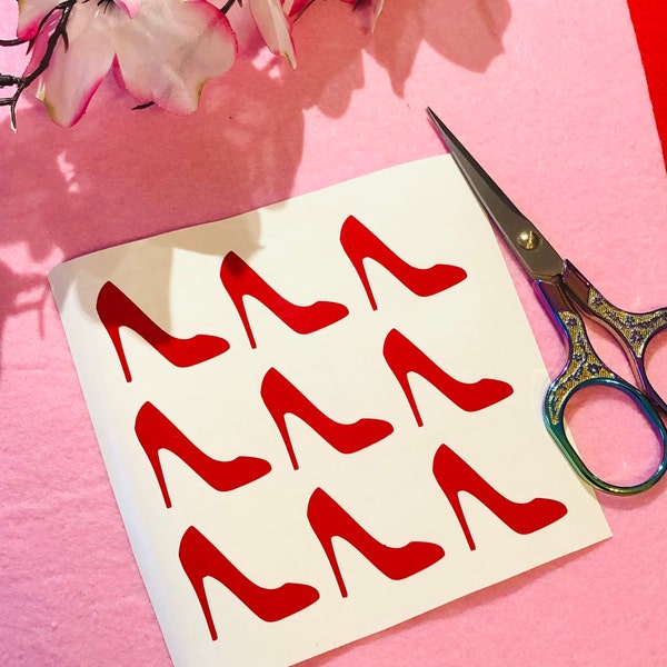 Vinyl Decal: Sheet of High Heel Silhouette Sticker / Decal / D.I.Y Project (1.25" Wide) / Set of 9