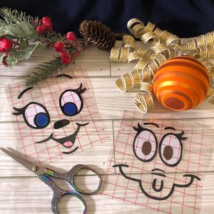 Vinyl Decal: Cartoon Inspired Christmas Face / Fishbowl DIY / Flower Pot DIY / Christmas Decorations (1 decal)