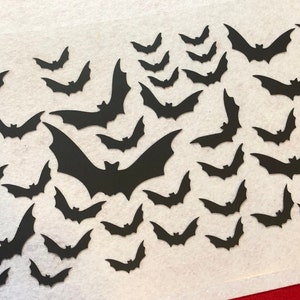 Vinyl Decal: Sheet of 40 Bat Silhouette  (Mixed Sizes)  / Decal /  D.I.Y Project / (1.50&quot; / 1.75&#39; /2&quot;W) - Peel and Stick Decal