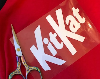 Iron on / HTV: Candy Inspired Logo Iron On Decal (W5"x H3.63") / KitK/ Tshirt  DIY Projects (1 Iron On) Costume Idea