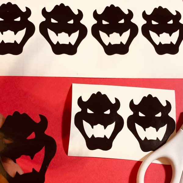 Vinyl Decal: Set of 6 Bowser Vinyl Decals (1.50"W) D.I.Y Project/ Party Favor / Goody Bag Decal