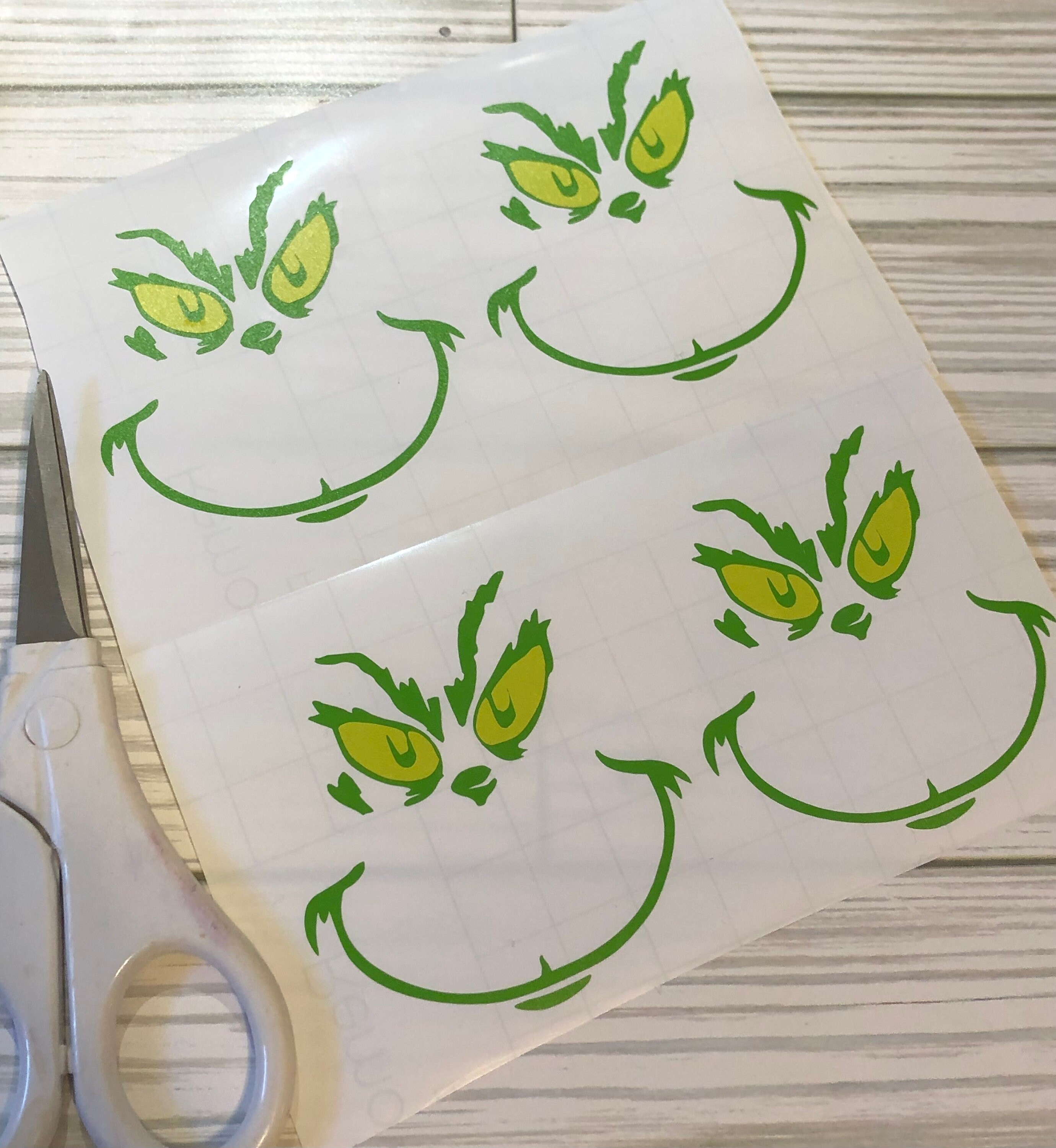 Vinyl Decal: Set of 4 Lime Yellow Eyed Christmas Inspired Character ...