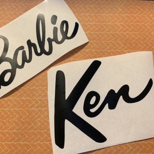Sheet of 6 Barbie & Ken or Your Name Personalized Vinyl Decal D.I.Y Project 6 Decals