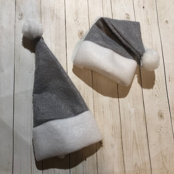 SALE ~ Small Grey Santa Hat / Gnome Hat / Christmas Craft / DIY Project / Ornaments/ Dolls/ Elf Hat / Wine Bottle / Much More - Cute Hat