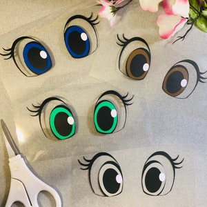 Vinyl Decal: Cartoon Eyes Flower Pot / Clay Pot Face / Fishbowl DIY / Flower Pot DIY / DIY Decorations (1 Set)
