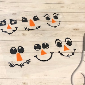 Vinyl Decal: Sheet of 6 Cute Scarecrow Face Vinyl Decals / D.I.Y Craft Projects / Holiday / Much More